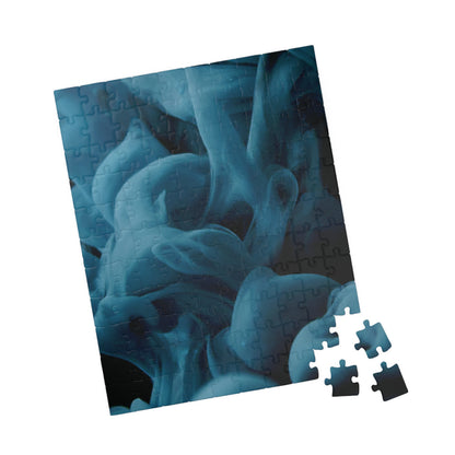 Smoky Blue Abstract Puzzle, Blue Vibrant Puzzle, Challenging Blue Puzzle, Blue Difficult Puzzle, Blue Gradient Puzzle, Difficult Blue Jigsaw