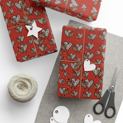 Copy of Valentine Heart Leopard Wrapping Paper — Romantic Animal Print Gift Wrap