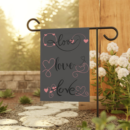 Welcome Love Garden Flag | Romantic Outdoor Yard Decoration | Heart Accent Seasonal House Flag | Valentine’s Day Porch Décor