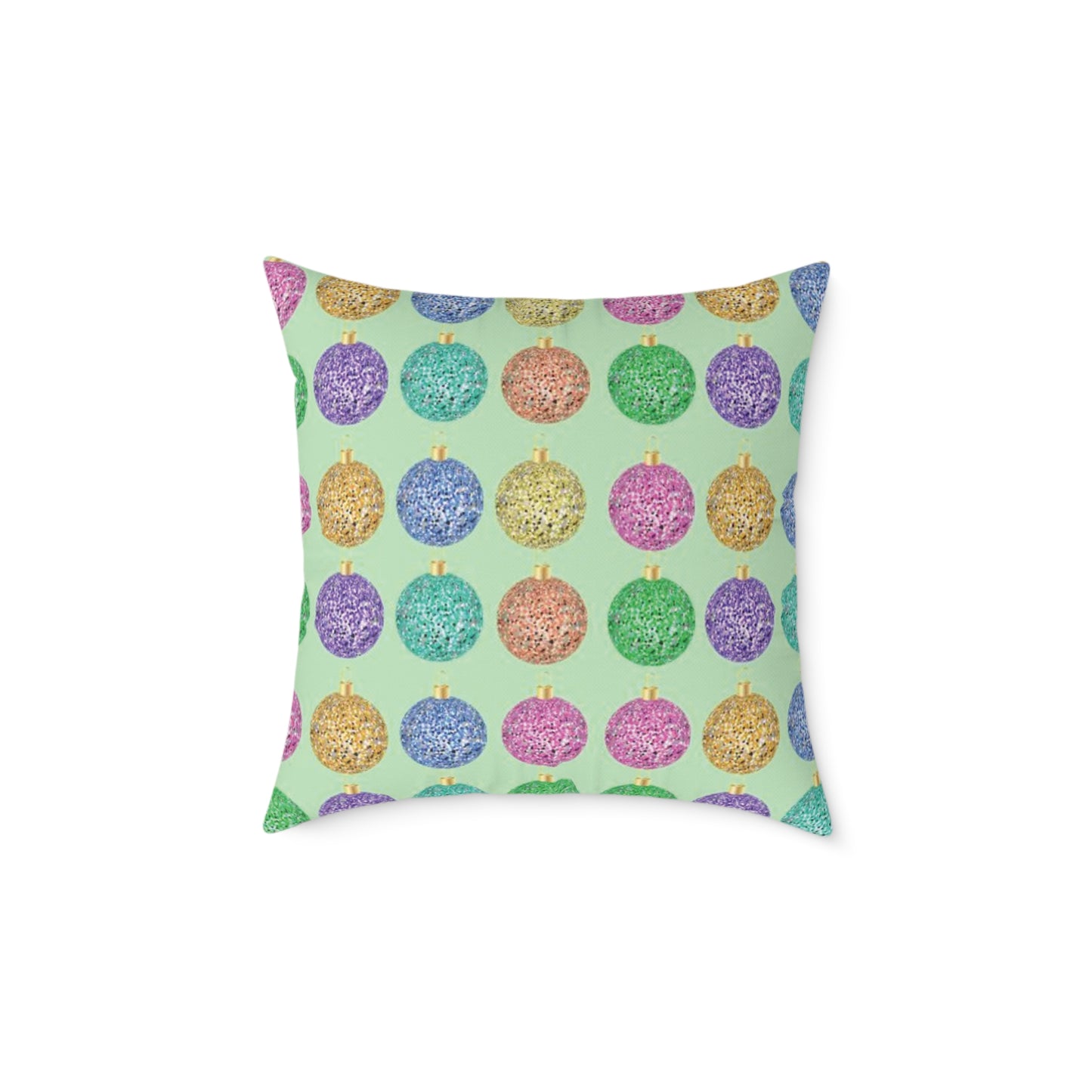 Multicolor Christmas Cushion, Christmas Ornament Cushion, Colorful Holiday Pillow, Ornament Print Pillow, Holiday Themed Throw Pillow, Colorful Christmas Pillow