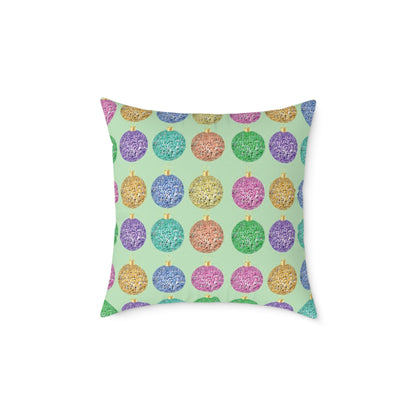 Multicolor Christmas Cushion, Christmas Ornament Cushion, Colorful Holiday Pillow, Ornament Print Pillow, Holiday Themed Throw Pillow, Colorful Christmas Pillow