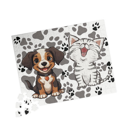 Children Pet Puzzle, Smiling Dog Cat Puzzle, Kids Cat Dog Jigsaw, Dog Cat Puzzle, Fun Animal Jigsaw, Kids Pet Puzzle, Daycare Pet Puzzle.