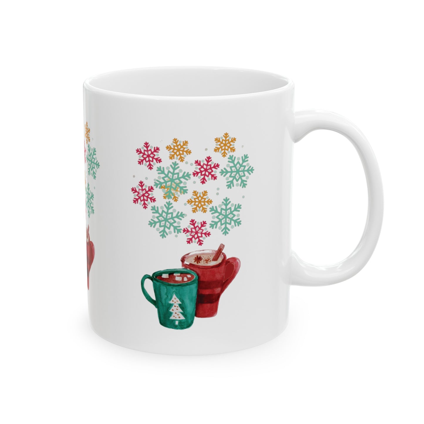 Colorful Snowflake Christmas Mug, Colorful Snowflake Mug, Winter Flake Coffee Mug, Winter Snowflake Coffee Mug, Holiday Snowflake Mug.