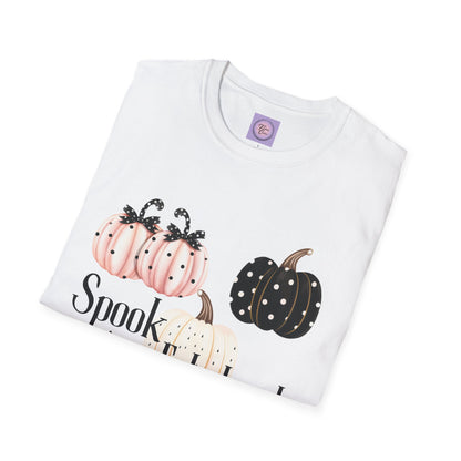 Spook Fabulously Shirt, Polka Dots Pumpkin Shirt, Fashionable Pumpkin Shirt,  Fabulous Pumpkin Tee Shirt, Fancy Pumpkin Shirt, Stylish Halloween Tee, Spook Fabulous Halloween Tee Shirt, Pink Pumpkin Halloween Shirt