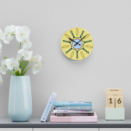 Round Geometric Wall Clock, Abstract Acrylic Wall Clock, Artistic Wall Clock, Boho Wall Clock, Colorful Wall Clock, Geometric Wall Clock