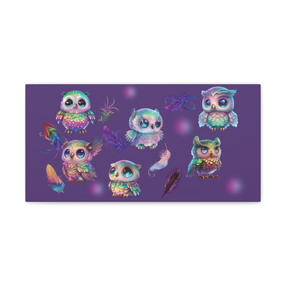 Mystical Owls Picture, Purple Magical Owl Art, Cosmic Owls, Wise Owl Canvas Print, Whimsical Owl Print, Purple Owl Print, Wise Owls Painting