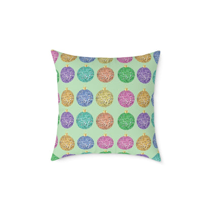 Multicolor Christmas Cushion, Christmas Ornament Cushion, Colorful Holiday Pillow, Ornament Print Pillow, Holiday Themed Throw Pillow, Colorful Christmas Pillow