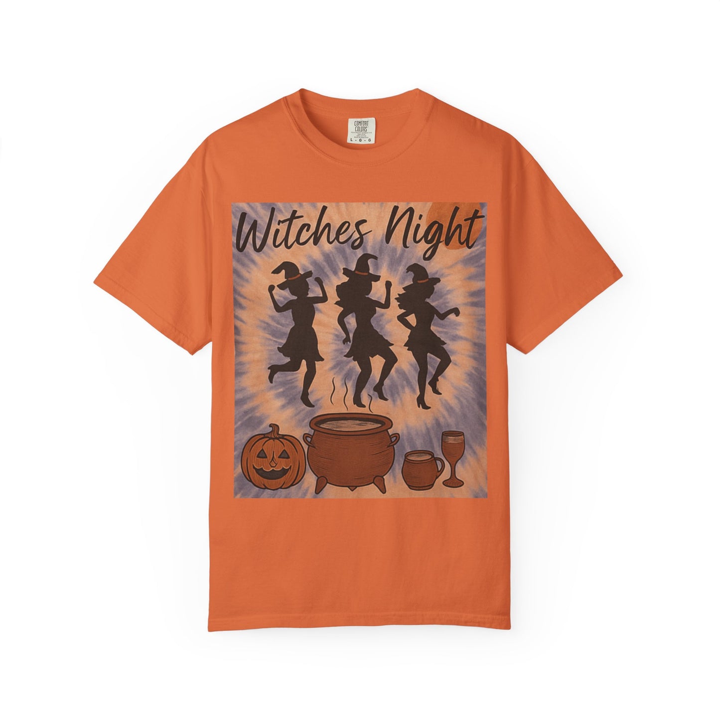 Witches Night T-Shirt – Halloween Witch Graphic Tee – Spooky Season Shirt – Dancing Witches Top – Cauldron Pumpkin Fall Festival Tee