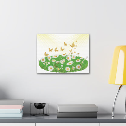 Children Butterfly Painting, Butterflies  Field Art, Field Of Butterflies Art, Butterfly Daisies Wall Art, Butterflies In The Field Art.