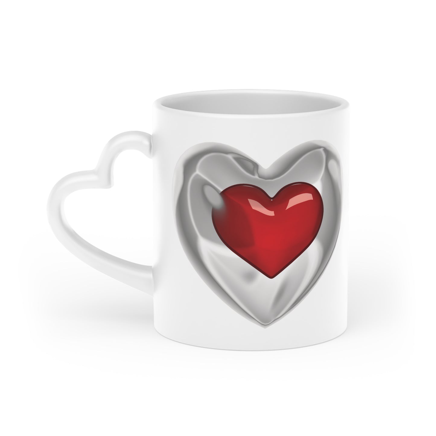 Heart Shaped Handle Mug, Romantic Handle Mug, 3D Heart Mug, Heart Handle Mug, Heart-Shaped Mug, Love Handle Mug, Valentine Handle Mug, Romantic Heart Mug, Love Themed Mug, Red Heart Mug, Romantic Coffee Mug