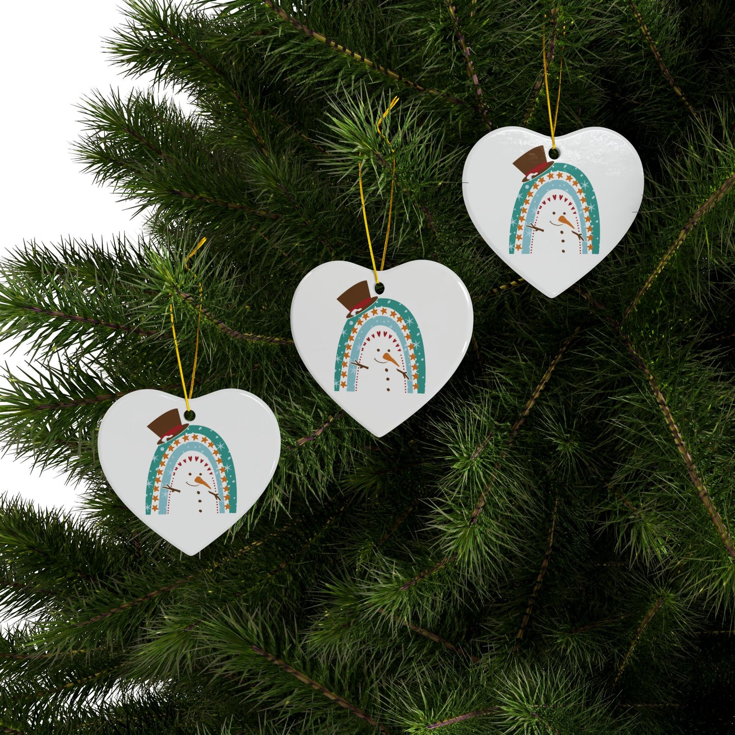 Rainbow Snowman Christmas Ornament