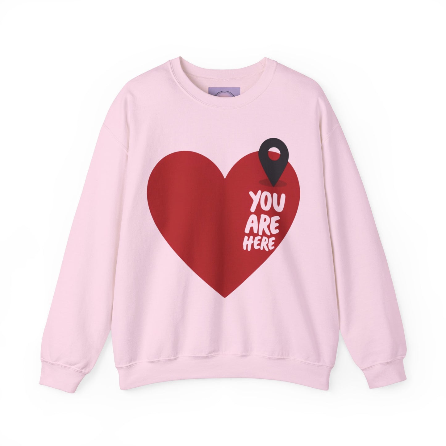 You Are Here Sweatshirt, Bold Heart Pullover, Relationship Heart Sweatshirt, Couples Sweatheart Sweatshirt, Couple Heart Graphic Sweatshirt, Minimalist Heart Sweatshirt