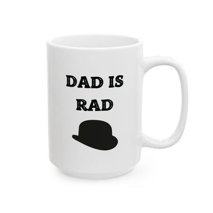 Fathers Dad Is Rad Coffee Mug, Best Dad Is Rad Mug, Best Dad Rad Mug, Hat Design On Dad Mug, Dad Coffee Mug With Hat. My Dad Is Rad Mug.