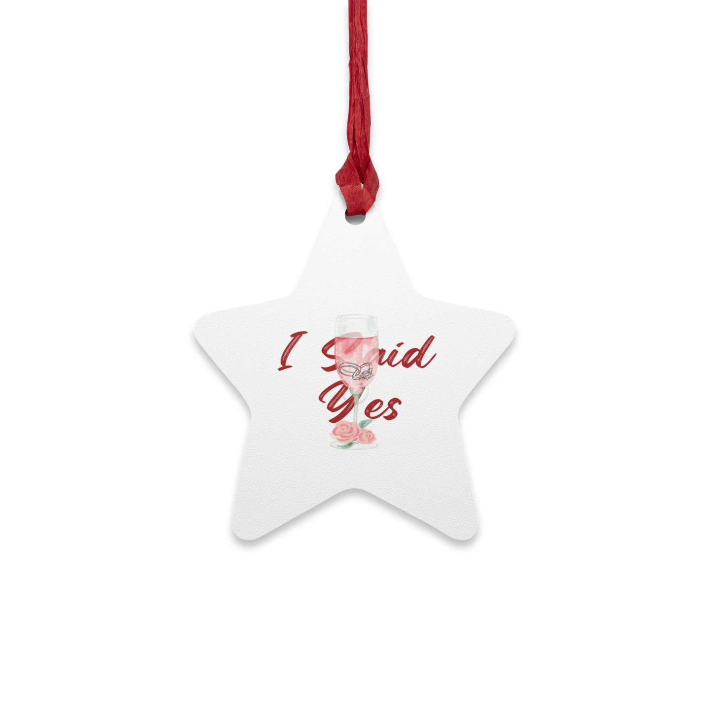 Romantic Engagement Ornament Magnet, Valentine Proposal Keepsake, Cute Holiday Wedding Favor,Wooden Bridal Announcement Gift,Proposal Decor