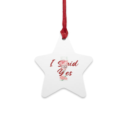Romantic Engagement Ornament Magnet, Valentine Proposal Keepsake, Cute Holiday Wedding Favor,Wooden Bridal Announcement Gift,Proposal Decor