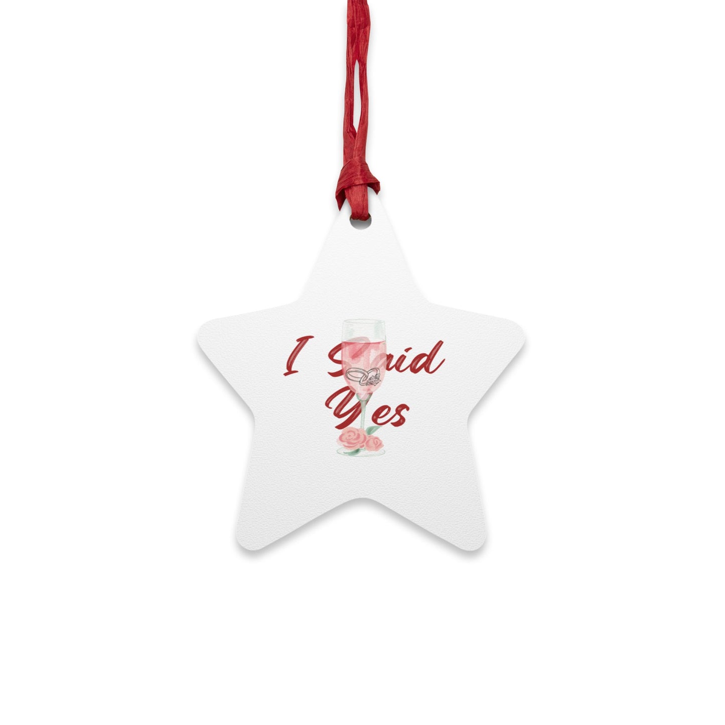 Romantic Engagement Ornament Magnet, Valentine Proposal Keepsake, Cute Holiday Wedding Favor,Wooden Bridal Announcement Gift,Proposal Decor