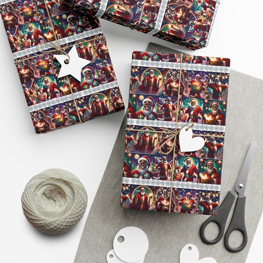 Black Santa Wrapping Paper, Inclusive Christmas Paper,