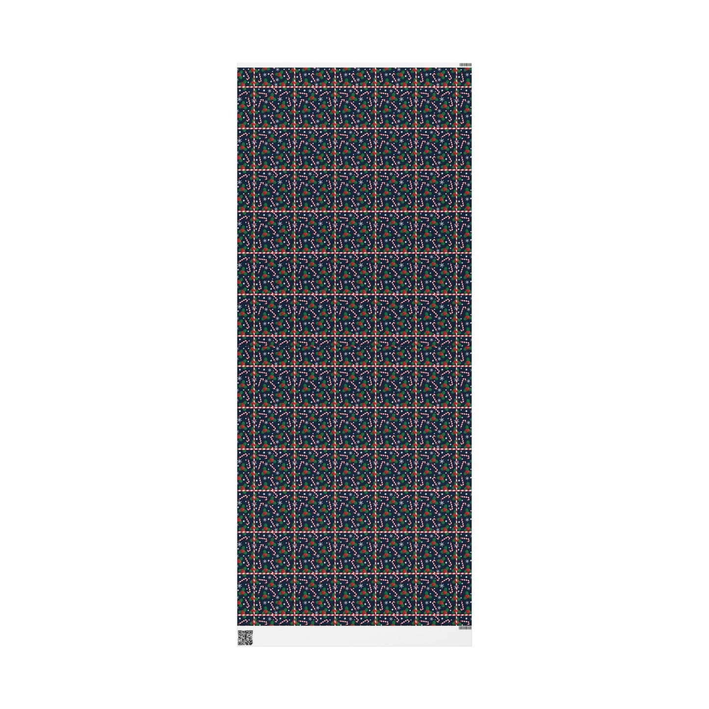 Christmas Candy Cane Wrapping Paper, Festive Holiday Gift Wrap, Holly and Snowflake Design Seasonal Christmas Paper
