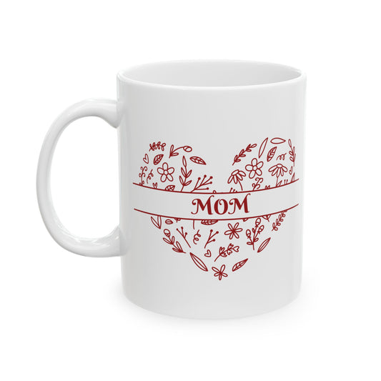 Floral Mom Mug, Personalized Heart Flower Mug, Mothers Day Heart Mug, Mom Heart Mug, Mom Wildflower Heart Mug, Doodle Heart Mug, Mom Birthday Coffee Mug