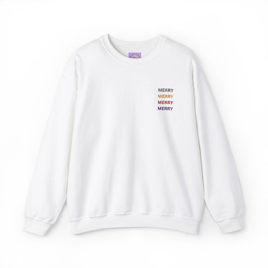 Merry Embroidered Sweatshirt, Embroidered Merry Pullover, Merry Crewneck, Colorful Embroidered Merry Crewneck, Embroidered Merry Crewneck, Colorful Embroidered Shirt