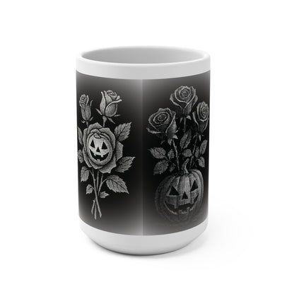 Black Pumpkin Rose Mug, Halloween Pumpkin Rose Mug, Eerie Rose Design Mug, Pumpkin Rose Mug, Halloween Pumpkin Rose Mug,