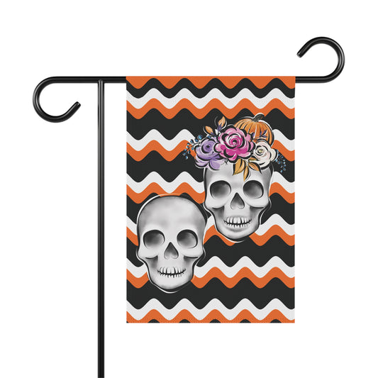 Skull Garden Banner, Spooky Flag Theme, Garden Skull Flag, Skull Lawn Flag, Skull Garden Flag, Day Of The Day Flag, Halloween Garden Flag