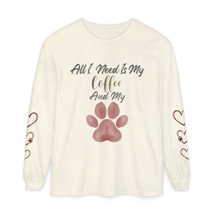 Coffee & Dog Lover Long Sleeve T-Shirt — 'Sweater Heart' Pet Mom Shirt
