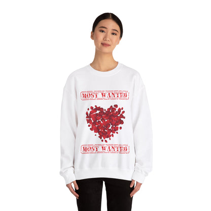 Most Wanted sweatshirt, Valentine Red Petal Heart Sweatshirt, Valentine's Day Heart Crewshirt,  Petal Sweatshirt, Valentine's Day Petal Sweatshirt,  Red rose heart Sweatshirt