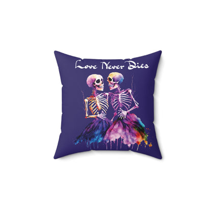 Skeleton Pillow - Love Never Dies Throw Cushion, Skeleton Pillow, Colorful Skeleton Couple Throw Pillow, Gothic Romance Décor, Day of the Dead Style Accent Pillow, Spooky Love Cushion