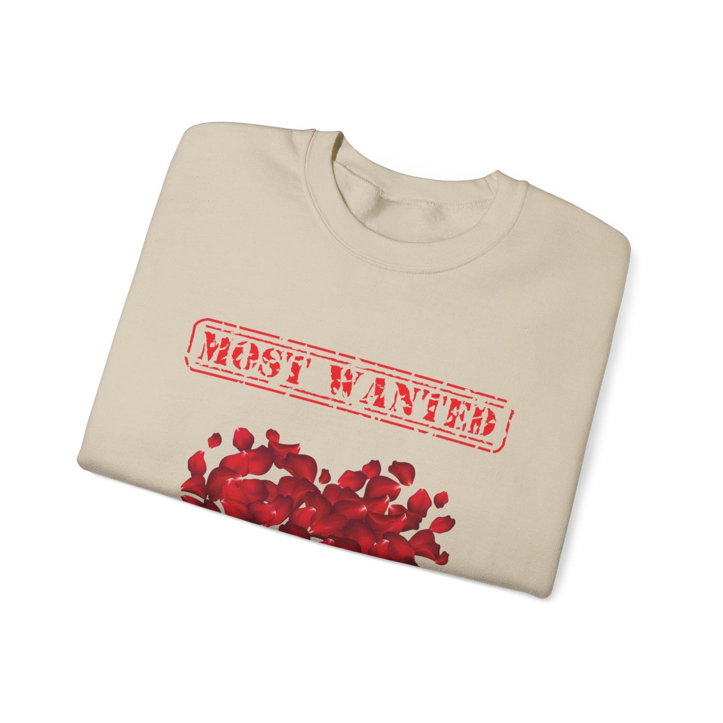 Most Wanted sweatshirt, Valentine Red Petal Heart Sweatshirt, Valentine's Day Heart Crewshirt,  Petal Sweatshirt, Valentine's Day Petal Sweatshirt,  Red rose heart Sweatshirt