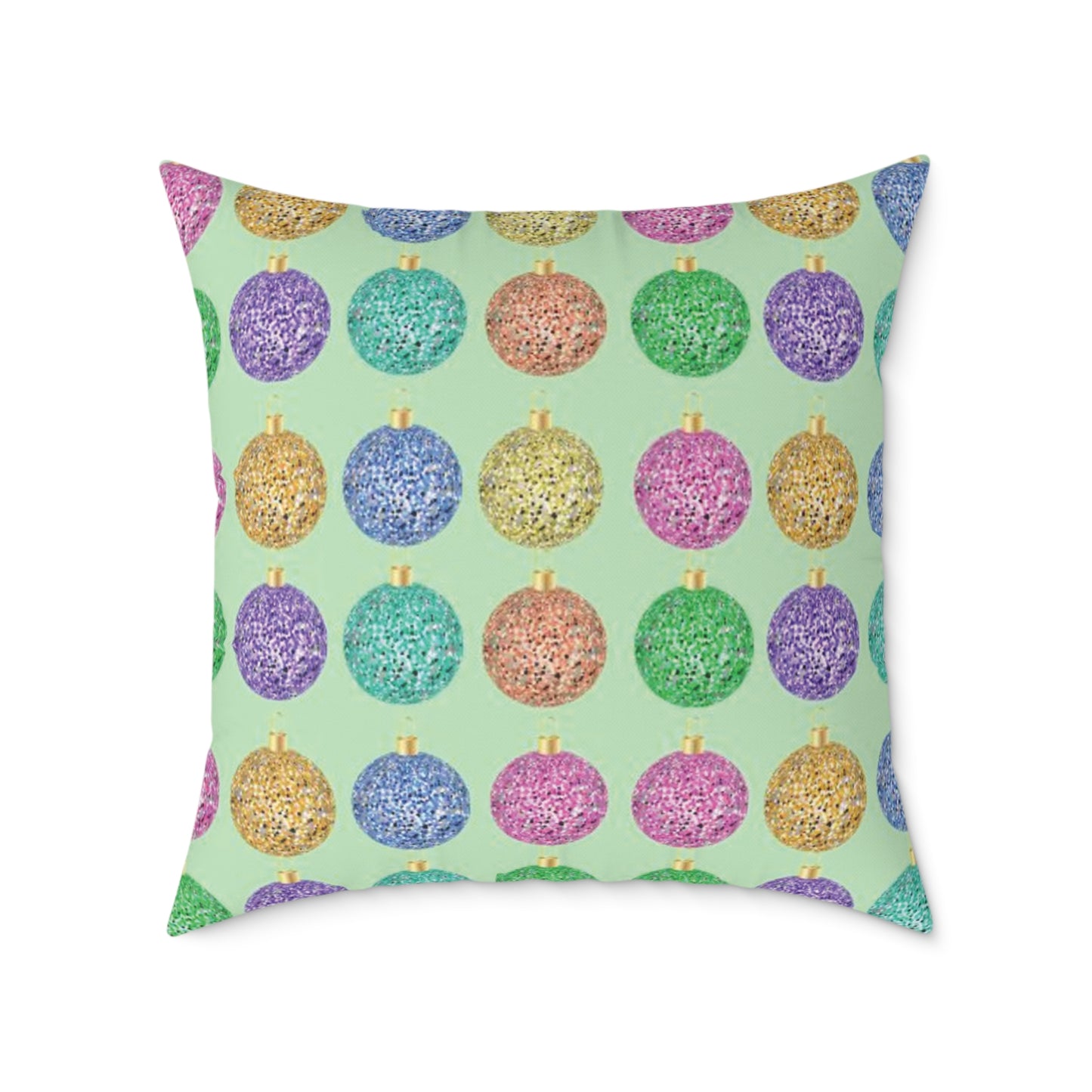 Multicolor Christmas Cushion, Christmas Ornament Cushion, Colorful Holiday Pillow, Ornament Print Pillow, Holiday Themed Throw Pillow, Colorful Christmas Pillow