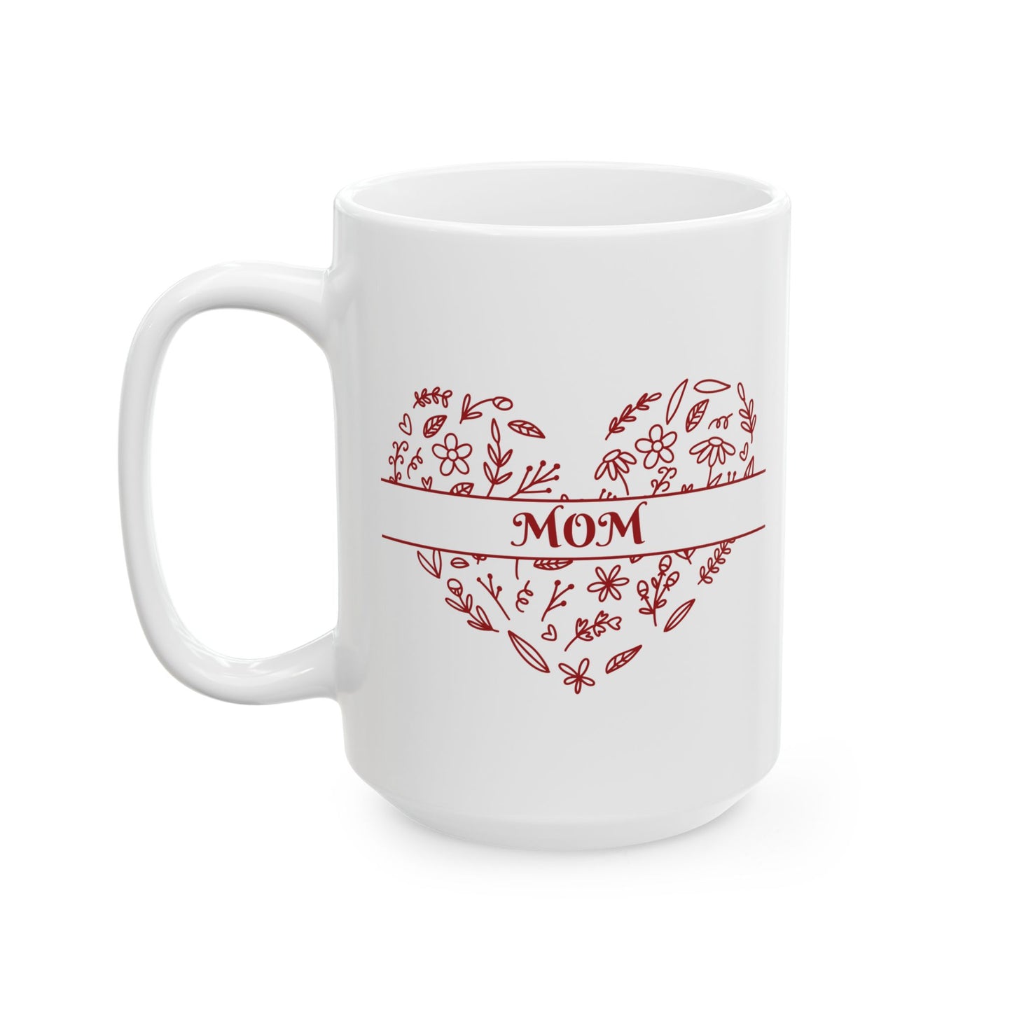 Floral Mom Mug, Personalized Heart Flower Mug, Mothers Day Heart Mug, Mom Heart Mug, Mom Wildflower Heart Mug, Doodle Heart Mug, Mom Birthday Coffee Mug