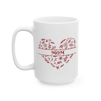 Floral Mom Mug, Personalized Heart Flower Mug, Mothers Day Heart Mug, Mom Heart Mug, Mom Wildflower Heart Mug, Doodle Heart Mug, Mom Birthday Coffee Mug