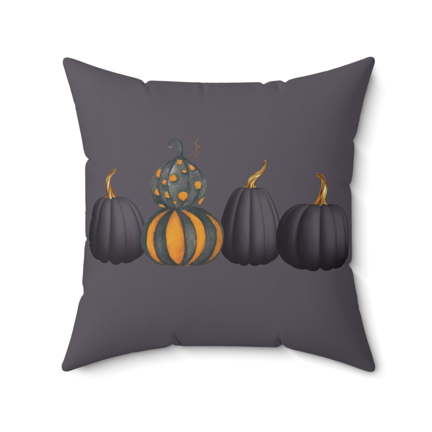 Halloween Pumpkin Throw Pillow, Black and Orange Pumpkin Accent Cushion, Spooky Fall Farmhouse Décor, Autumn Decorative Pillow; Gothic Decor