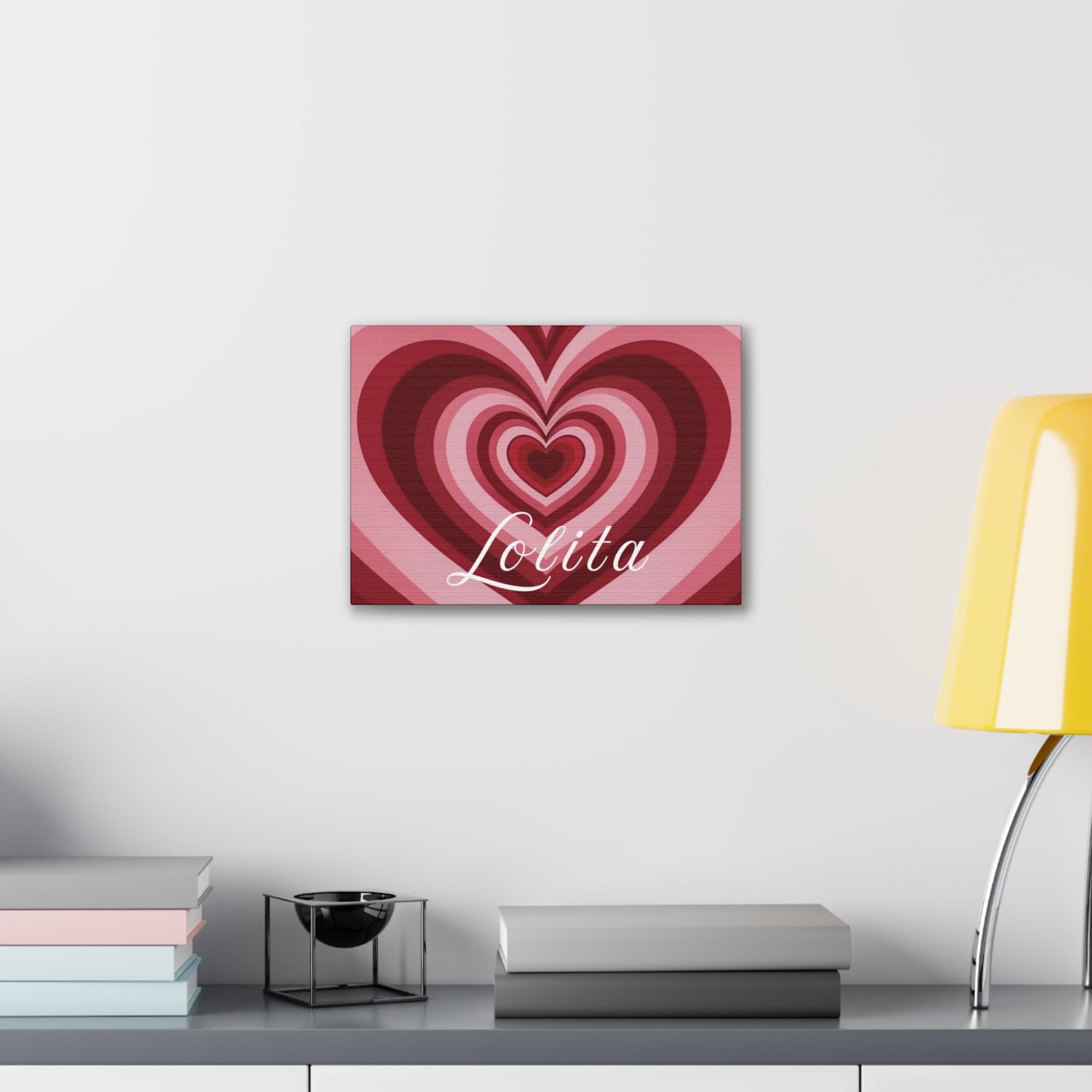 Heart Canvas Wall Art, Love Decor, Personalized Name Sign, Stretched Canvas Print, 0.75 Inch Depth, Customized Heart Design