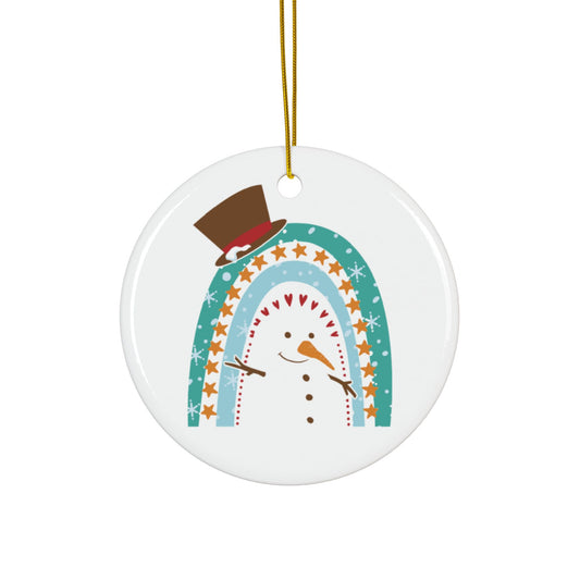Rainbow Snowman Christmas Ornament