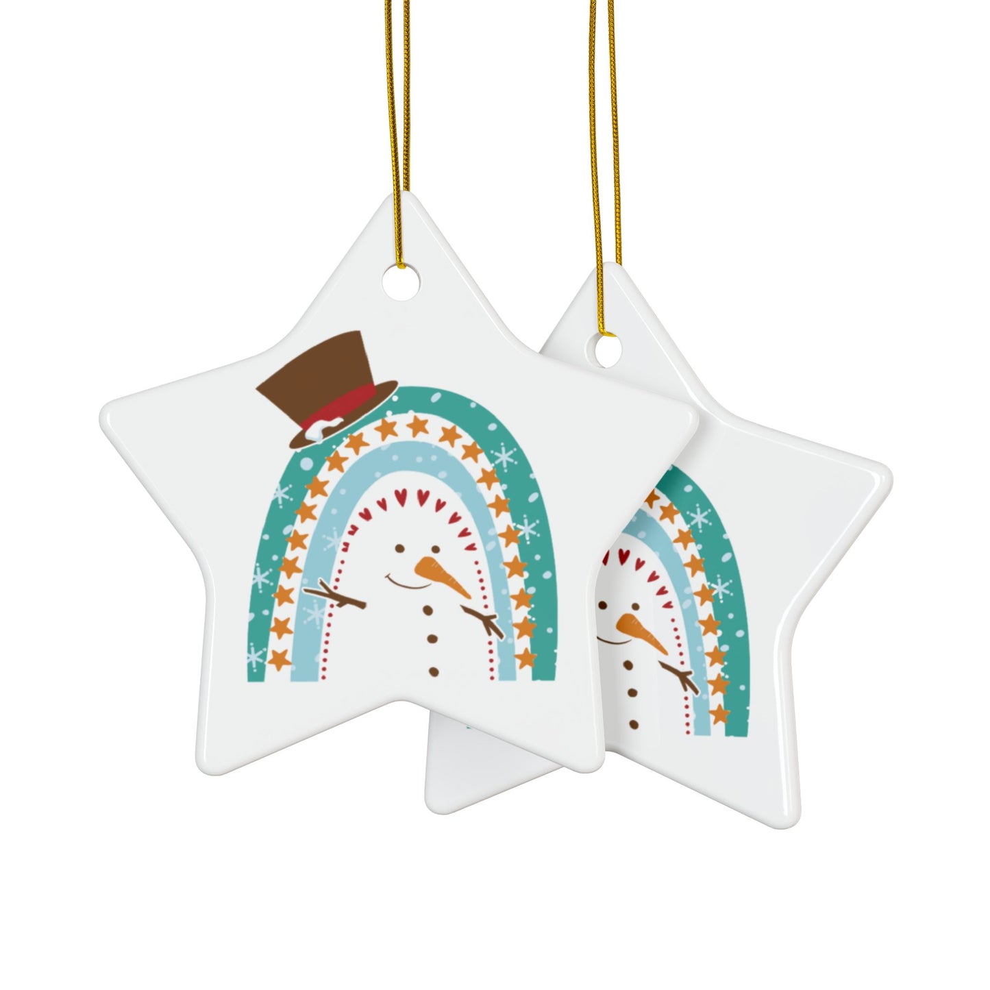 Rainbow Snowman Christmas Ornament