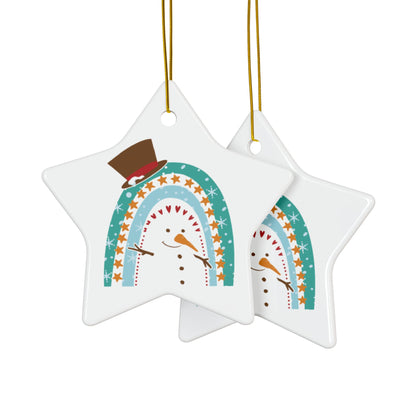 Rainbow Snowman Christmas Ornament