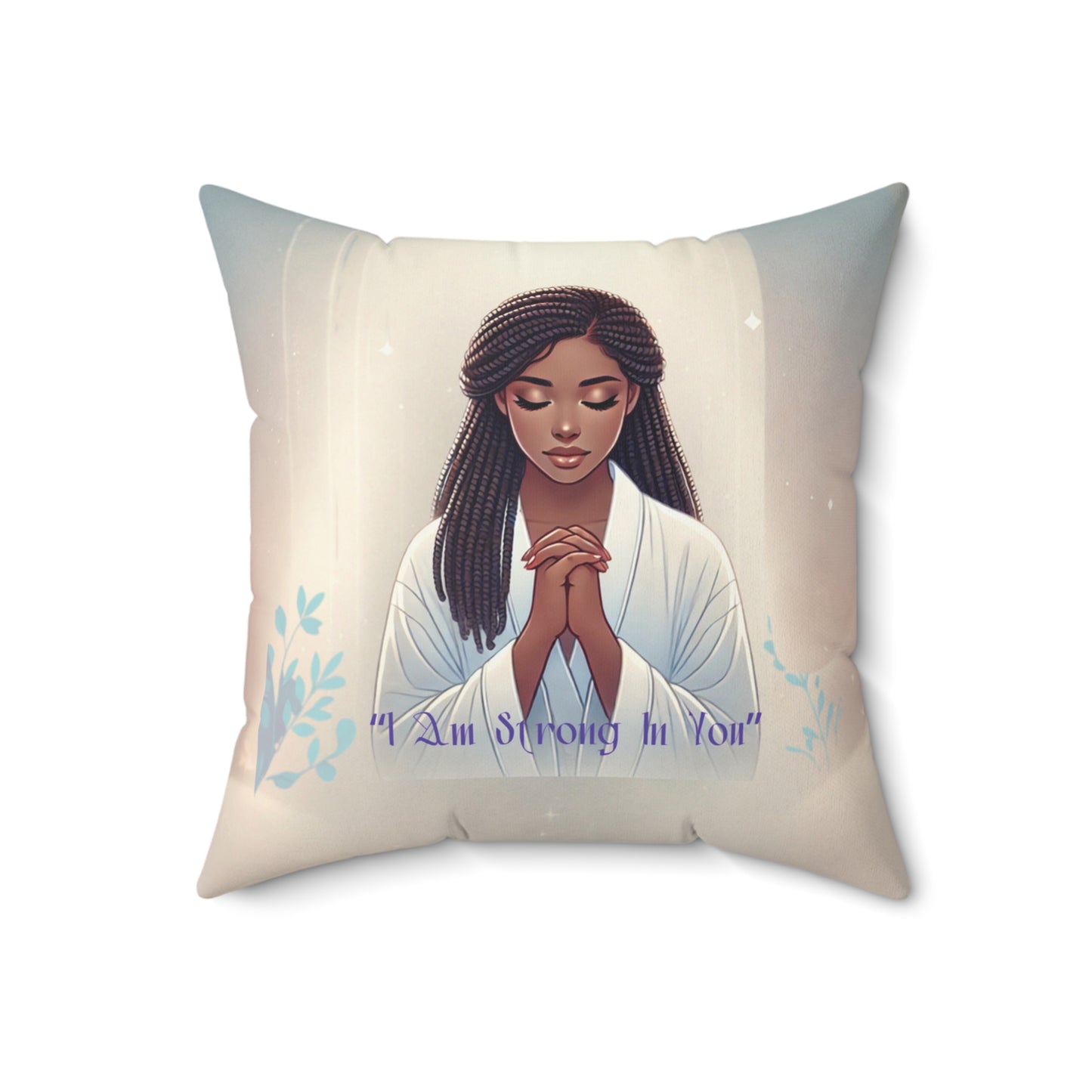 Inspirational Prayer Pillow, I Am Strong in You Faith Throw Pillow, Christian Home Décor, Spiritual Comfort Cushion, Prayer Throw Pillow