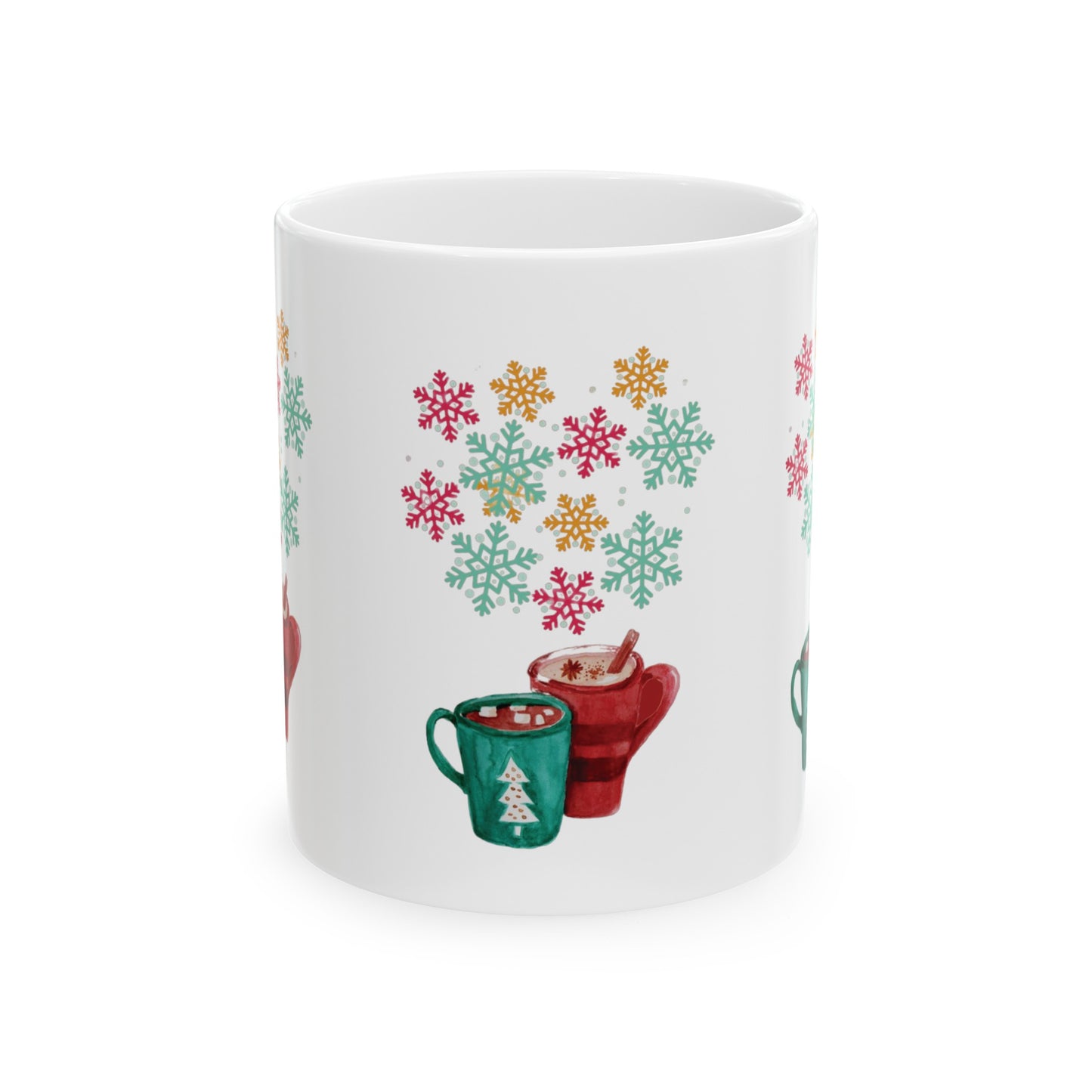 Colorful Snowflake Christmas Mug, Colorful Snowflake Mug, Winter Flake Coffee Mug, Winter Snowflake Coffee Mug, Holiday Snowflake Mug.