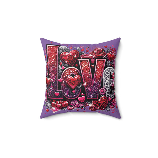 Graphic Love Pillow, Self Love Pillow, Love Theme Cushion, Romantic Love Cushion, Purple Love Pillow, Romantic Valentine Throw Pillow,  Couples Love Pillow, Valentine Couch Throw Pillow, Heart Pattern Pillow, Love Heart Pillow