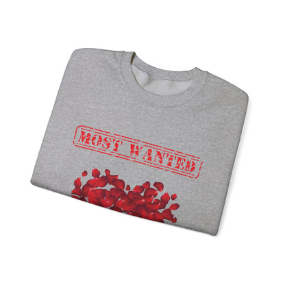 Most Wanted sweatshirt, Valentine Red Petal Heart Sweatshirt, Valentine's Day Heart Crewshirt,  Petal Sweatshirt, Valentine's Day Petal Sweatshirt,  Red rose heart Sweatshirt