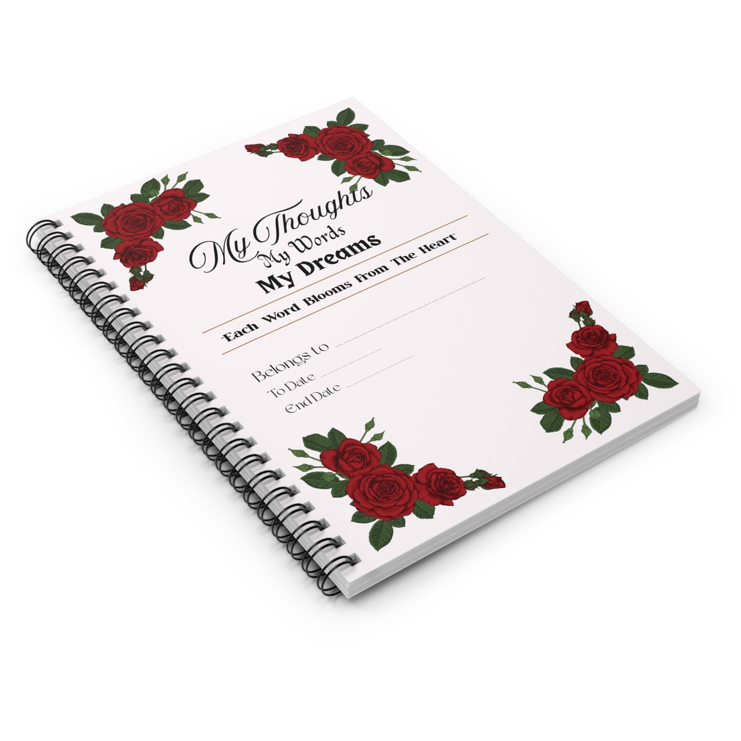Floral Writing Journal – Roses Notebook My Thoughts My Dreams Diary