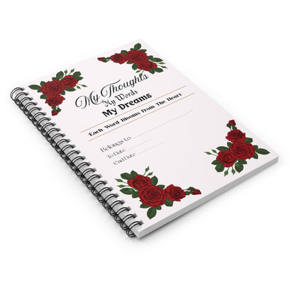 Floral Writing Journal – Roses Notebook My Thoughts My Dreams Diary
