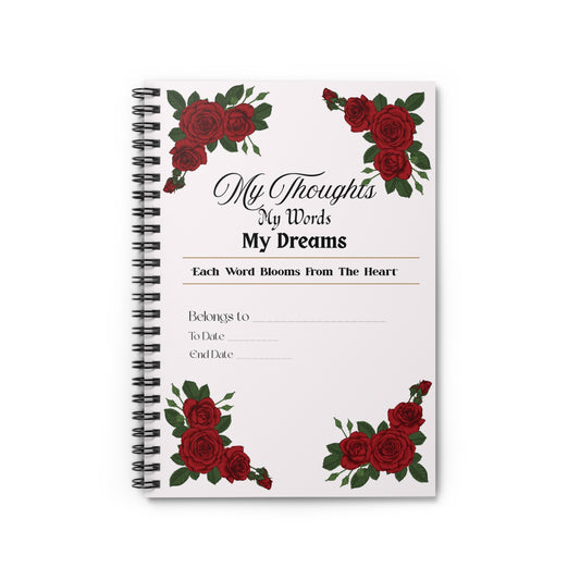 Floral Writing Journal – Roses Notebook My Thoughts My Dreams Diary