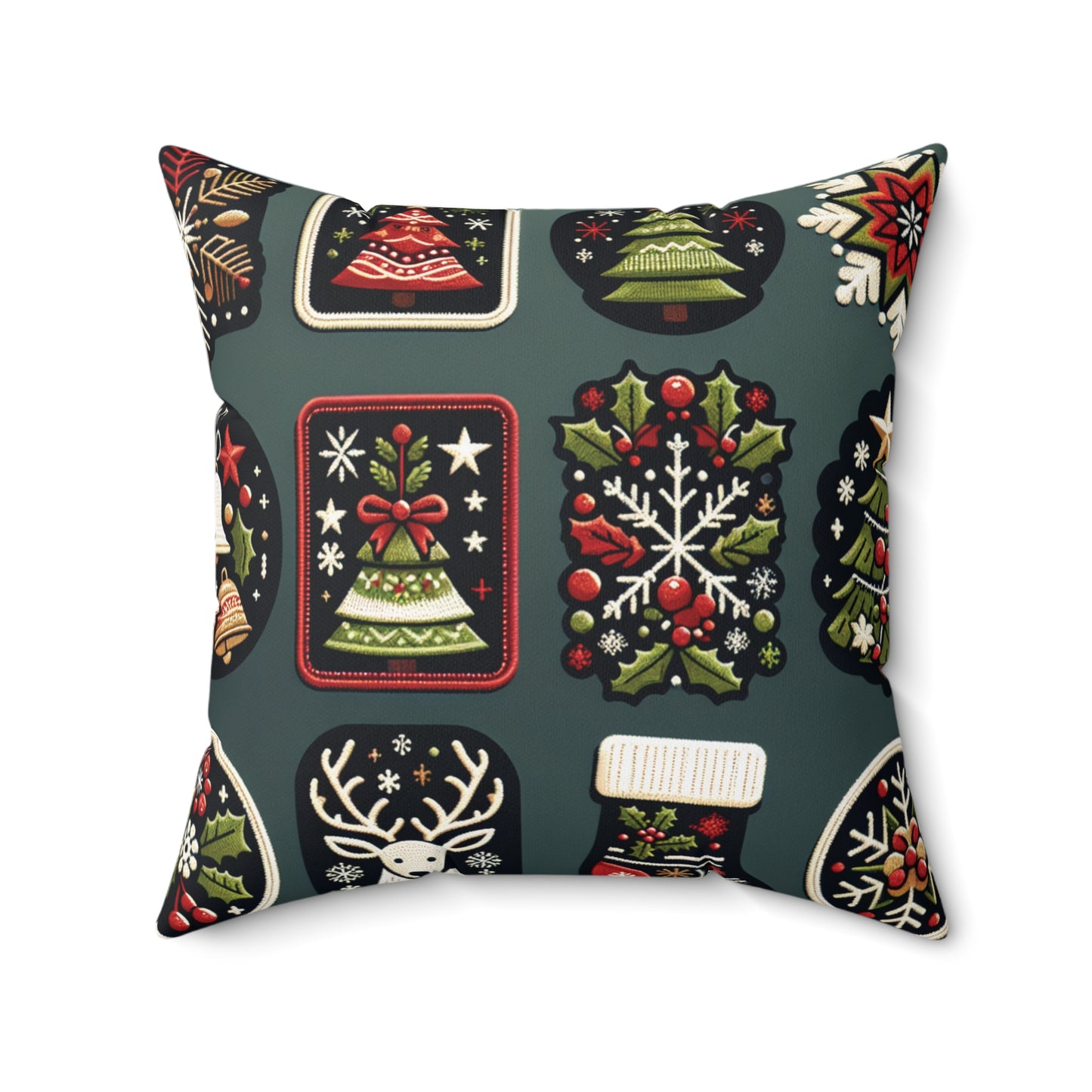 Christmas Cookie Pillow, Holiday Treat Cushion, Festive Christmas Tree & Holly Decor, Cozy Winter Throw Pillow, Whimsical Holiday Accent