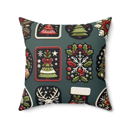 Christmas Cookie Pillow, Holiday Treat Cushion, Festive Christmas Tree & Holly Decor, Cozy Winter Throw Pillow, Whimsical Holiday Accent