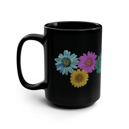 Black Colorful Daisy Mug