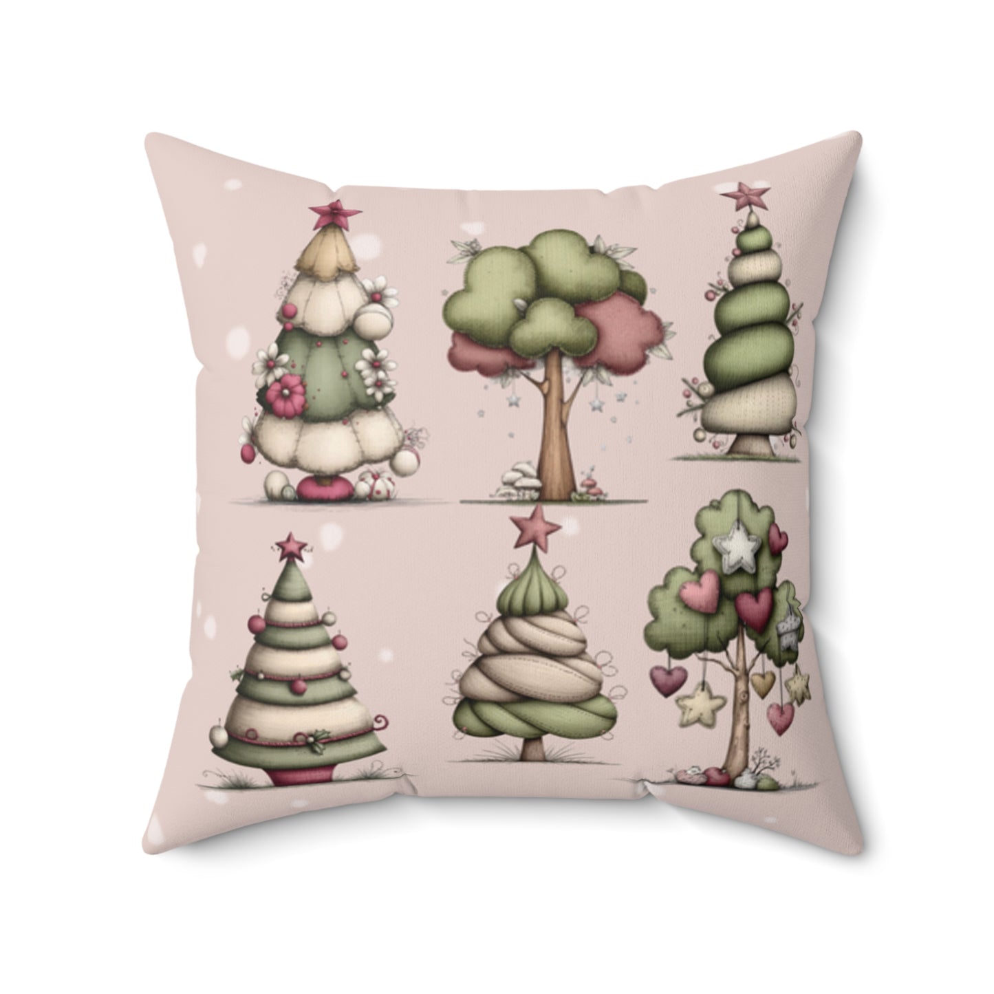 Whimsical Christmas Tree Throw Pillow – Soft Pastel Holiday Cushion | Festive Cozy Winter Decor | Christmas Gift for Her