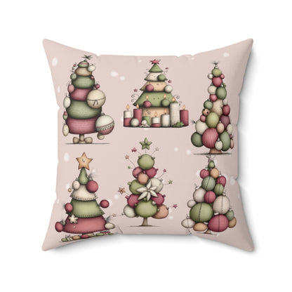 Whimsical Christmas Tree Throw Pillow – Soft Pastel Holiday Cushion | Festive Cozy Winter Decor | Christmas Gift for Her